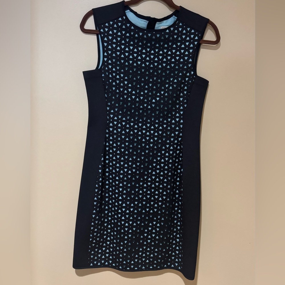 Black and Light Blue Sleeveless Sheath Dress